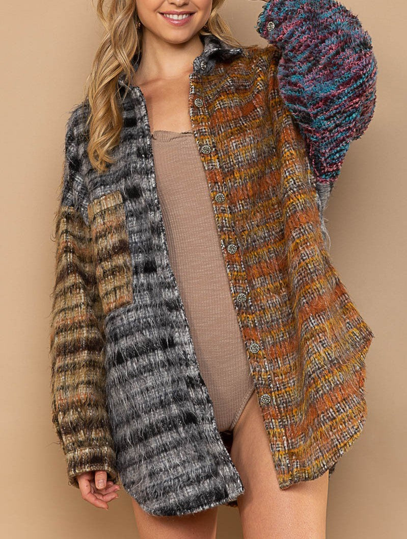 Plaid Cuddle - Brushed Plaid Baggy Shacket