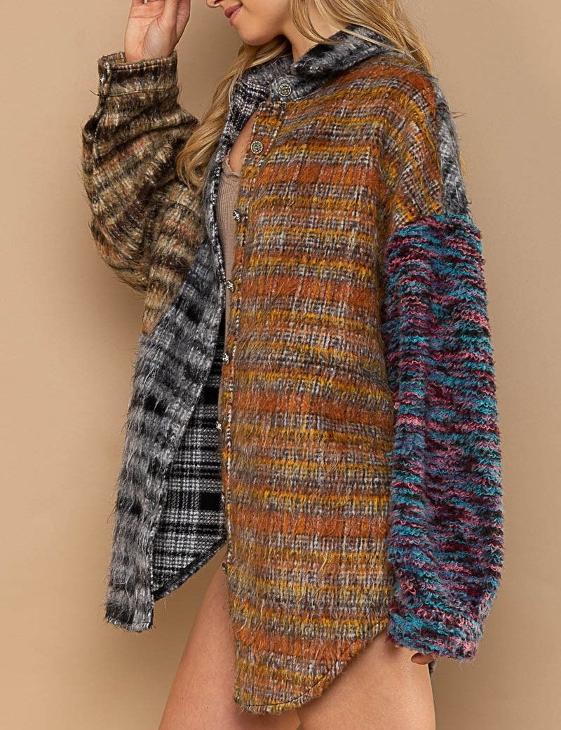 Plaid Cuddle - Brushed Plaid Baggy Shacket