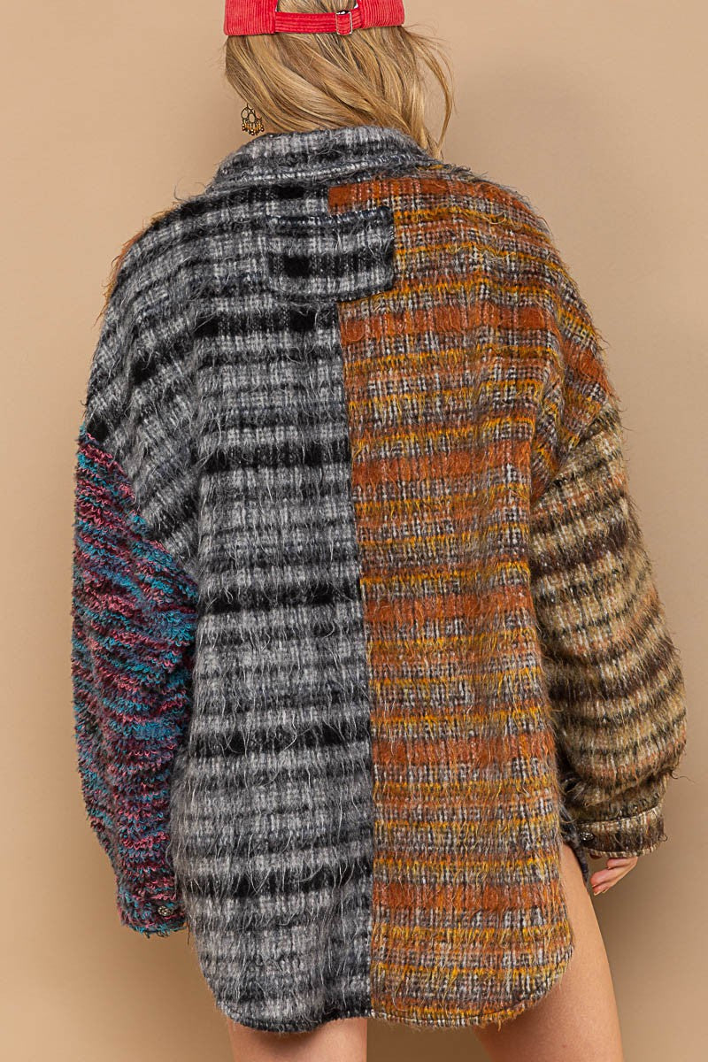Plaid Cuddle - Brushed Plaid Baggy Shacket