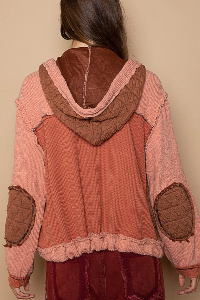 Allure Brown - Hooded Button Down Shacket