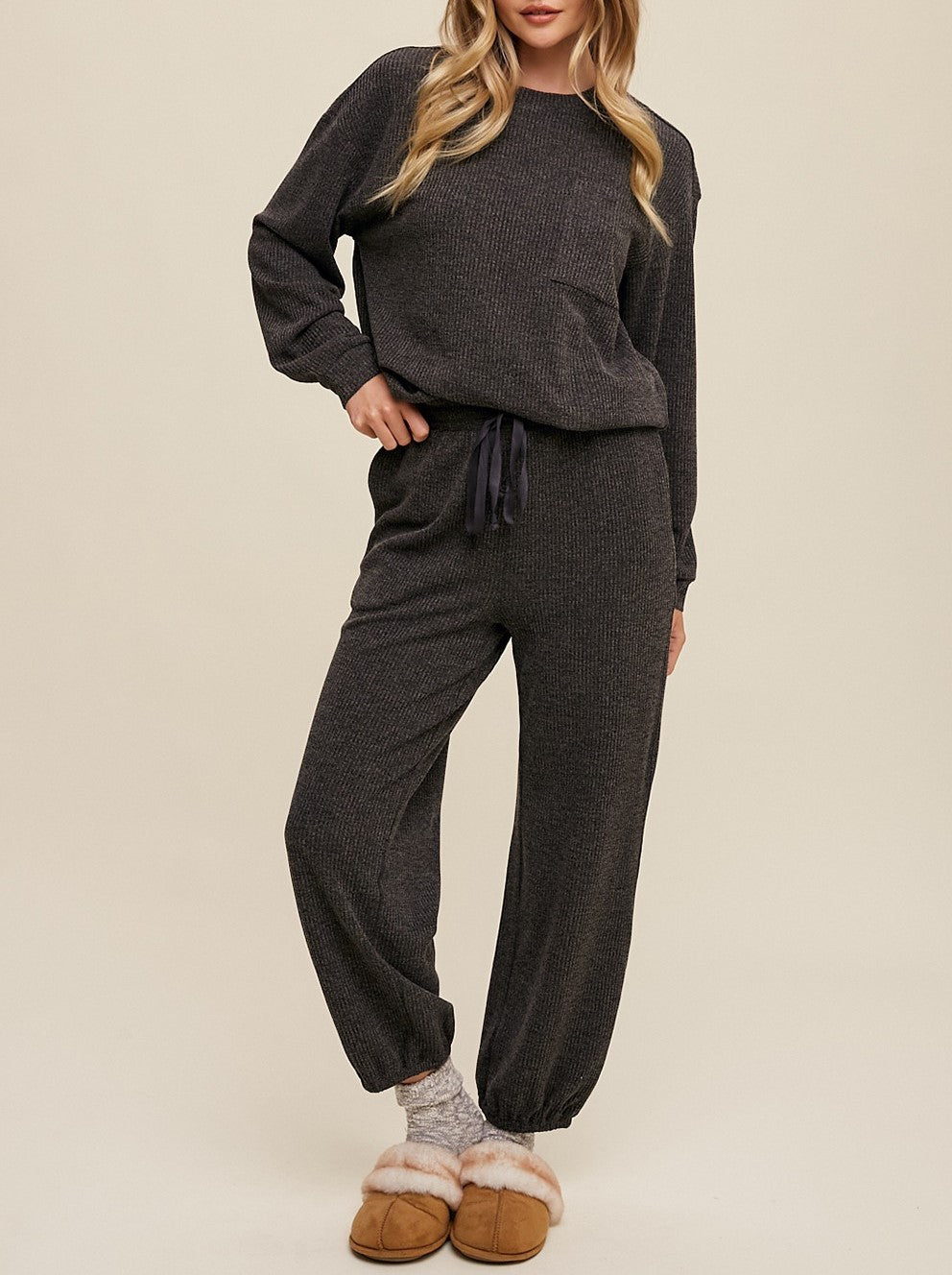 Grey Adorbs - Long Sleeve Top and Jogger Pants Set