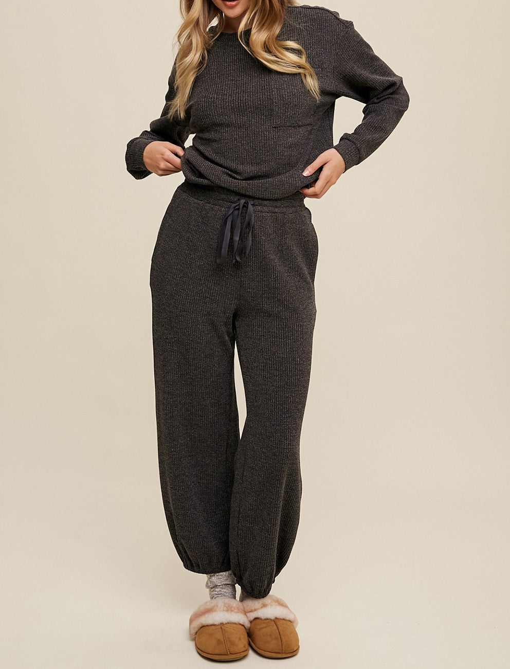 Grey Adorbs - Long Sleeve Top and Jogger Pants Set