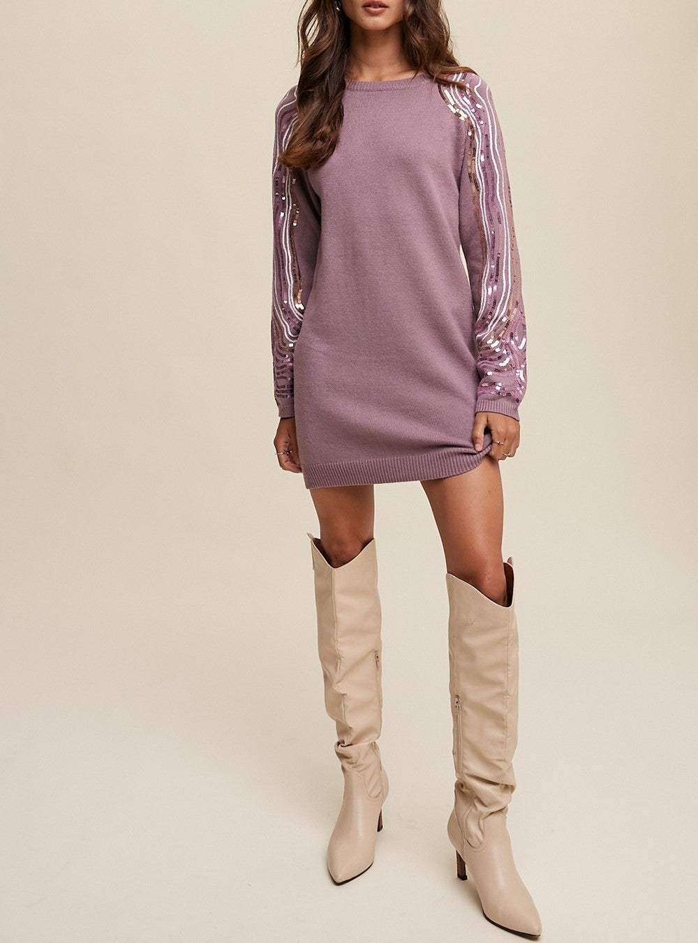 Lavender Sparkle - Sequin Tunic Dress