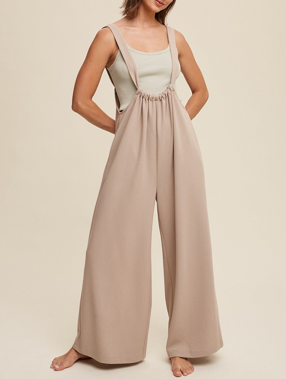 Cozy Beige Breeze Jumpsuit