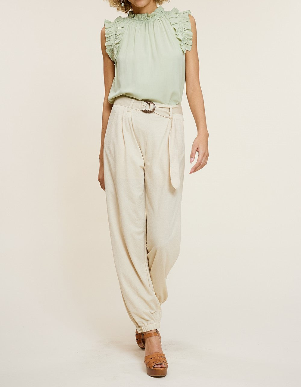 Mint Breeze Ruffle Elegance Top